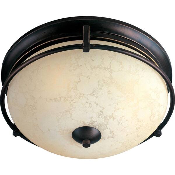 Illumine 3-Light 7 in. Flush Mount Oil Rubbed Bronze Finish Frost Lichen Glass Shade-DISCONTINUED