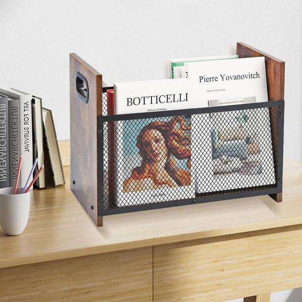 Brown 9 in x 12 in Metal Freestanding Magazine Rack HDDHCPNDRM
