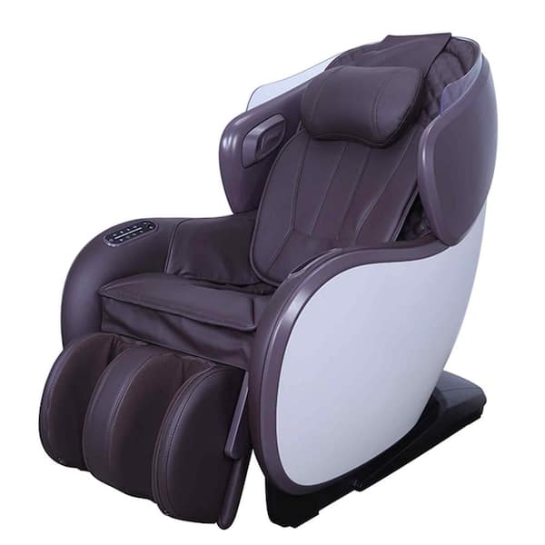 Synca Wellness CirC 3 Brown Synthetic Leather Heated Zero Gravity SL Track Massage Chair with Bluetooth Speakers and Reversable Ottoman