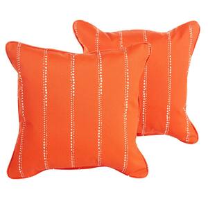 Sorra Home Carlo Orange Square Outdoor Throw Pillow (2-Pack)