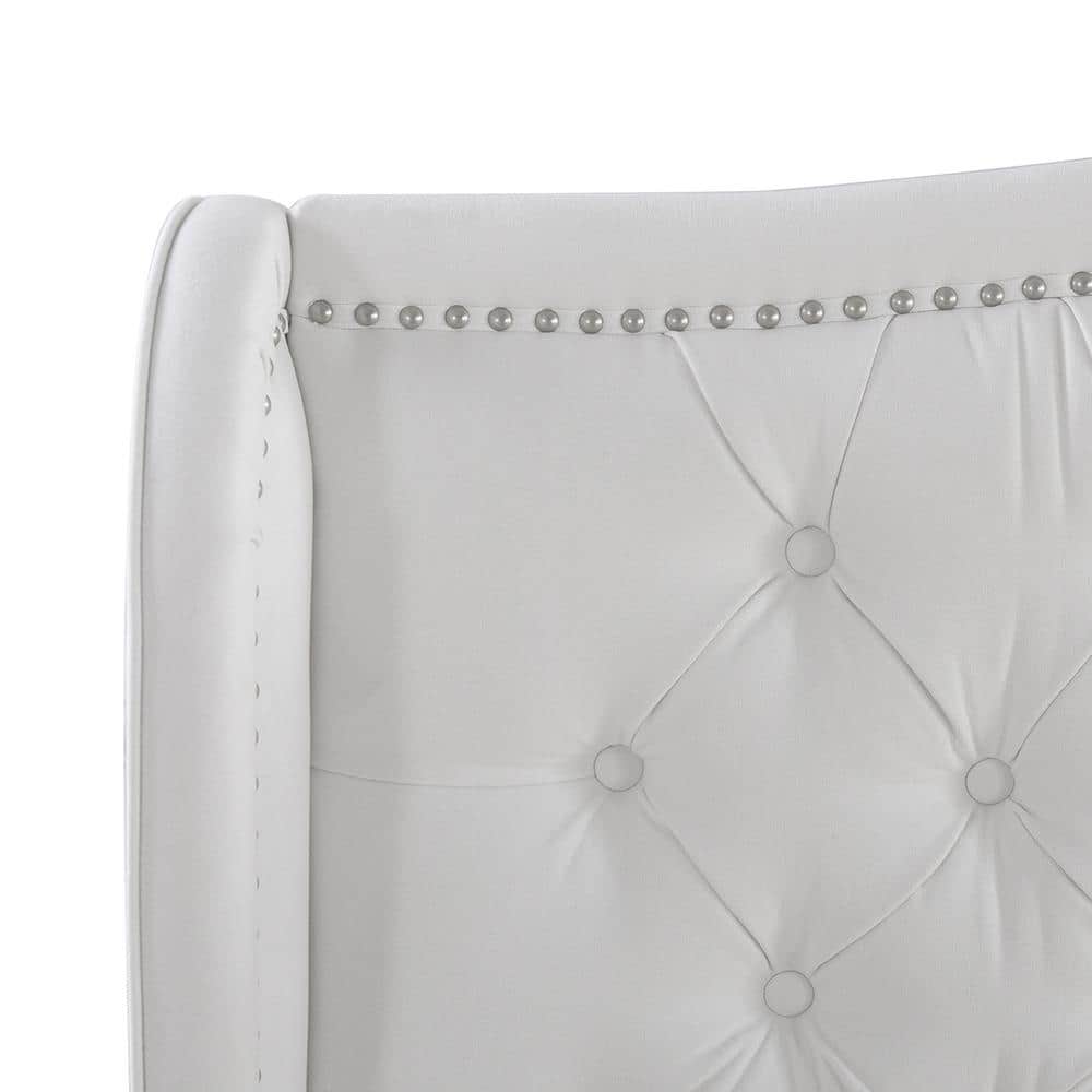Elegant King-Sized Birch Wood Frame Bed with Tufted Polyester Upholstery