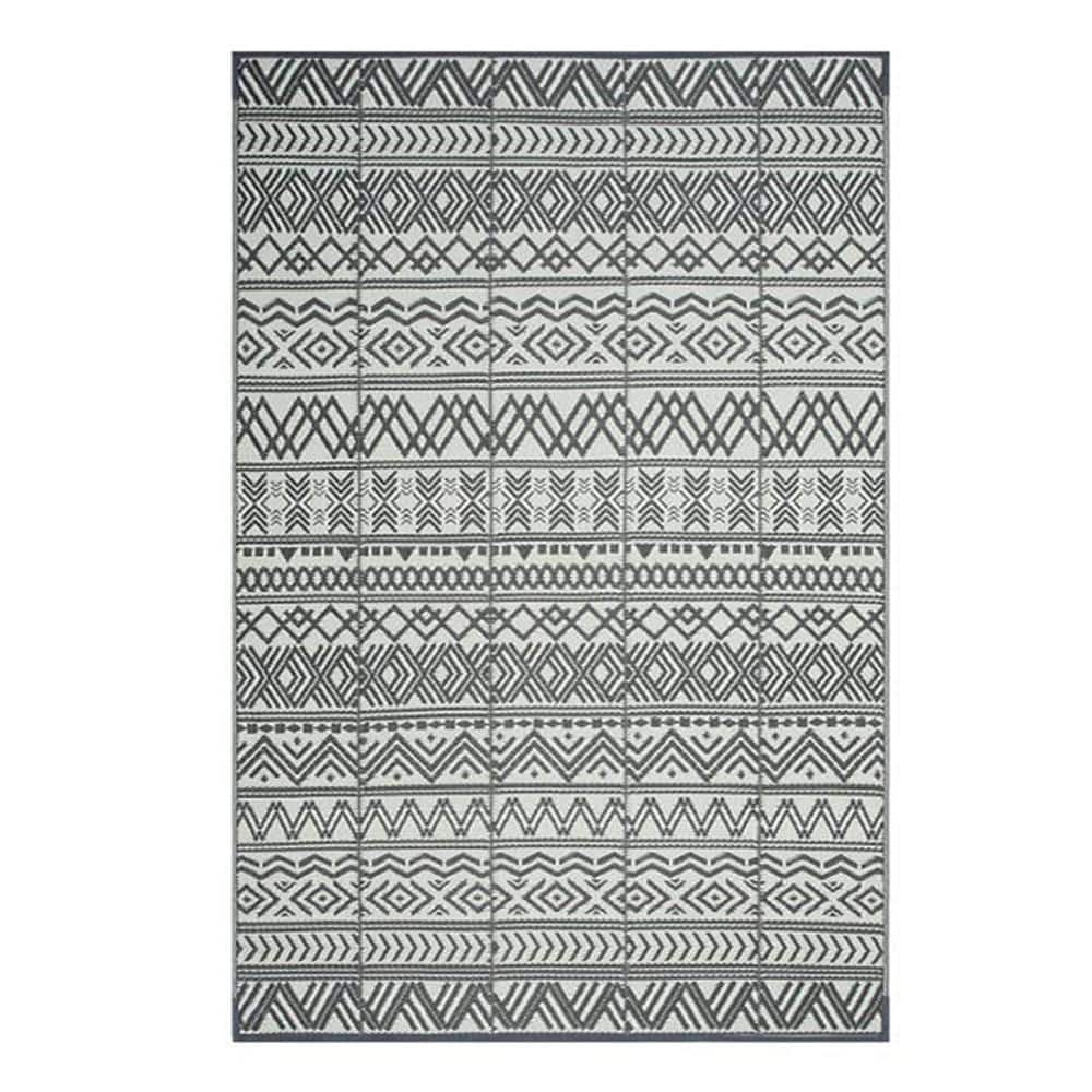 Gray 9 ft. x 12 ft. Reversible Portable Plastic Indoor/Outdoor Area Rug