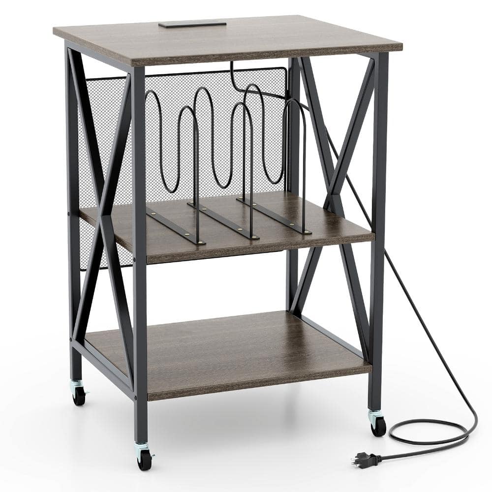 Mid-Century Record Player Stand with Charging Station, Storage Shelves, Turntable Cabinet price history on PriceWatchPro