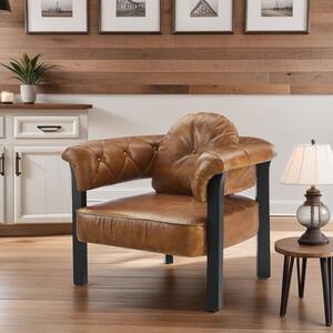 Top Leather Brown Arm Chair