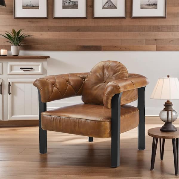 Art Leon Top Leather Brown Arm Chair