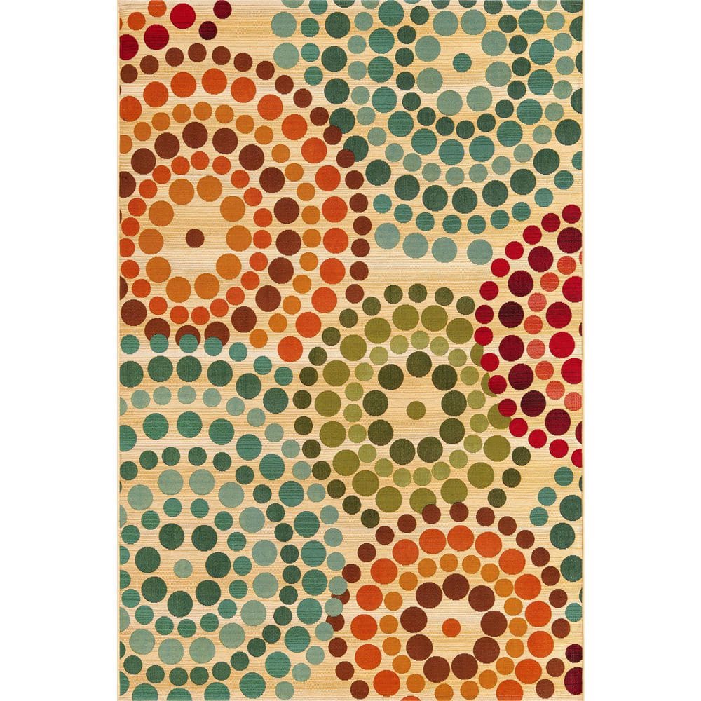 Modern Elegance Outdoor Flatweave Rug 5'3" x 8' in Blue and Brown