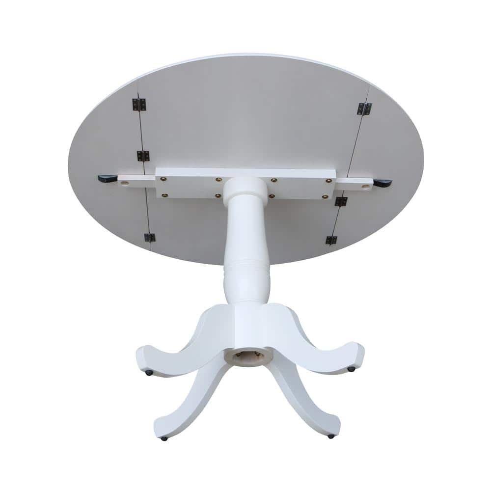 White Round Extendable Solid Wood Dining Table