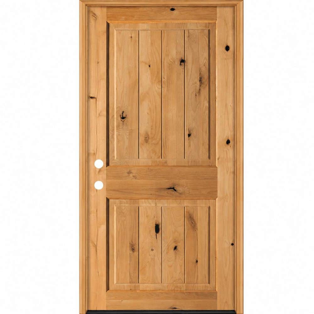 Rustic 36 in. x 80 in. Knotty Alder Right-Hand/Inswing Sq. Top VG BEHR Cedar Stain Exterior Wood Prehung Front Door price history on PriceWatchPro