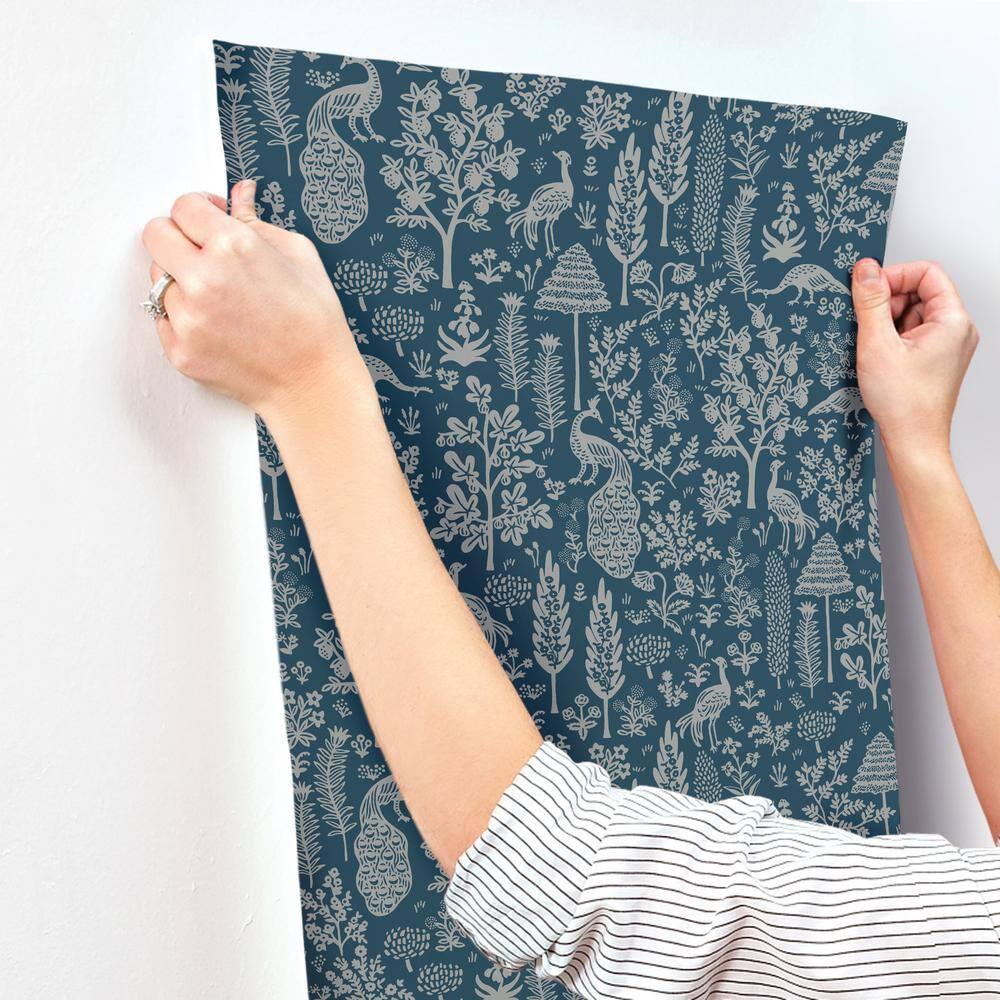 Gray and Black Grasscloth Removable Wallpaper