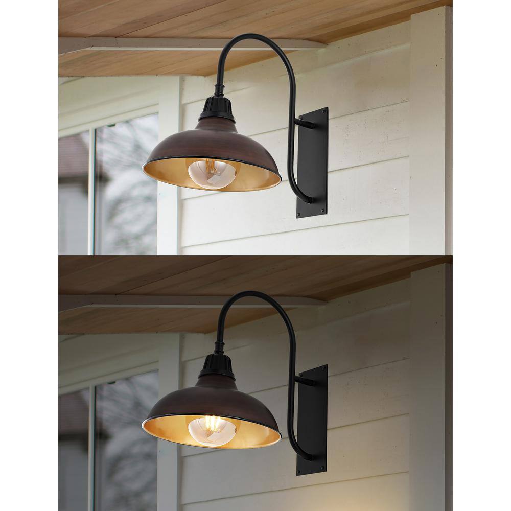 Stanley 12.25" Copper and Black Industrial Gooseneck Sconce