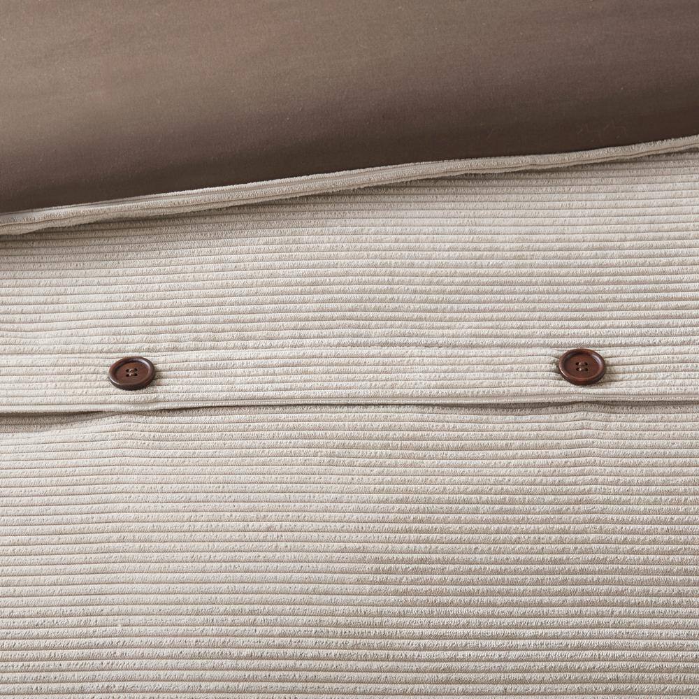 Tan Full Corduroy Comforter Set with Decorative Pillows