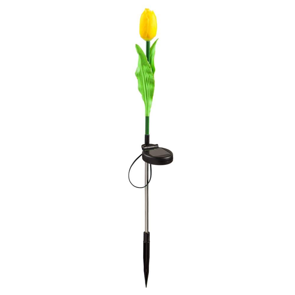 Evergreen 29"H Solar Artificial Floral Garden Stake, Yellow Garden and Yard Decor