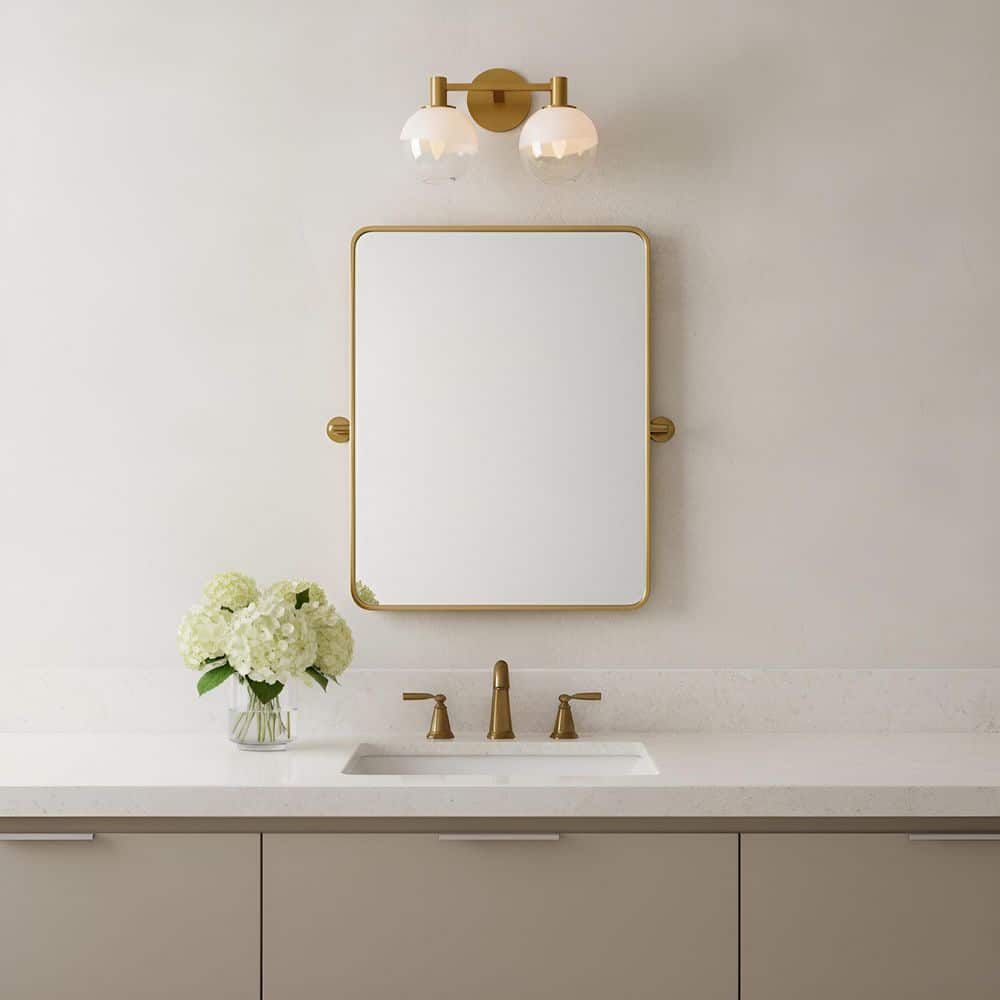 Torian 15 in. 2-Light Burnished Brass Bathroom Bedroom Vanity Light Wall Fixture With Milk Clear Glass Mix Shade price history on PriceWatchPro