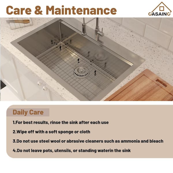 CASAINC 36 in. Undermount Single Bowl 18 Gauge Brushed Stainless Steel Workstation Kitchen Sink with Sliding-Accessories