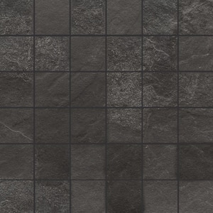 Sediment Slate Black 12 in. x 12 in. Square Matte Porcelain Floor and Wall Mosaic Tile (5 sq. ft./Case)