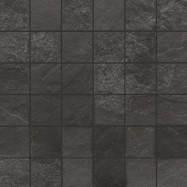 Florida Tile Home Collection Sediment Slate Black 12 in. x 12 in. Square Matte Porcelain Floor and Wall Mosaic Tile (5 sq. ft./Case)