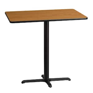 30 in. x 42 in. Rectangular Black and Natural Laminate Table Top with 22 in. x 30 in. Bar Height Table Base