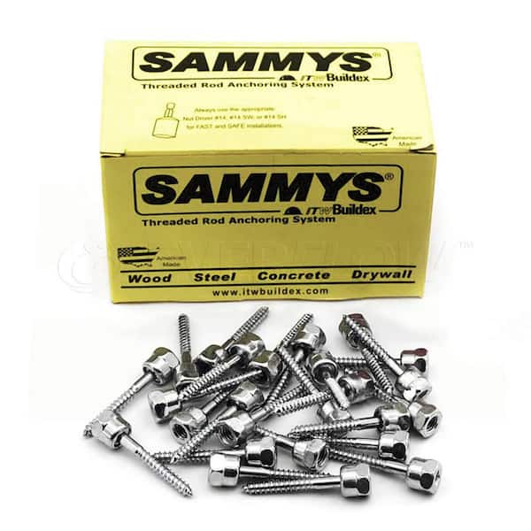 Sammy 1/4 in. x 1 in. Vertical Rod Anchor Super Screw 3/8 in. Threaded Rod Fitting for Wood (25-Pack)