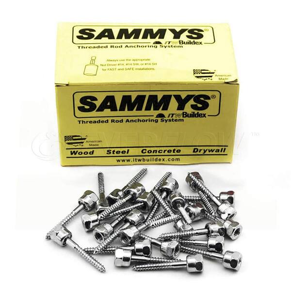 Sammy 1/4 in. x 2 in. Vertical Rod Anchor Super Screw 3/8 in. Threaded Rod Fitting for Wood (25-Pack)