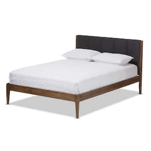 Ember Mid-Century Dark Gray Fabric Upholstered Full Size Bed