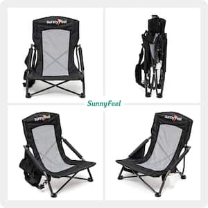 Black Steel Portable Folding Camping Chair for Outdoor, Beach, Lawn, Camp and Picnic
