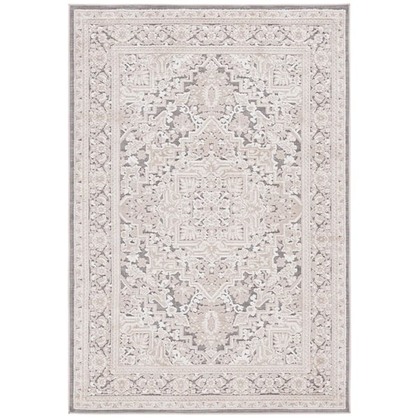 Cabana Beige/Ivory 4 ft. x 6 ft. High-Low Medallion Indoor/Outdoor Area Rug