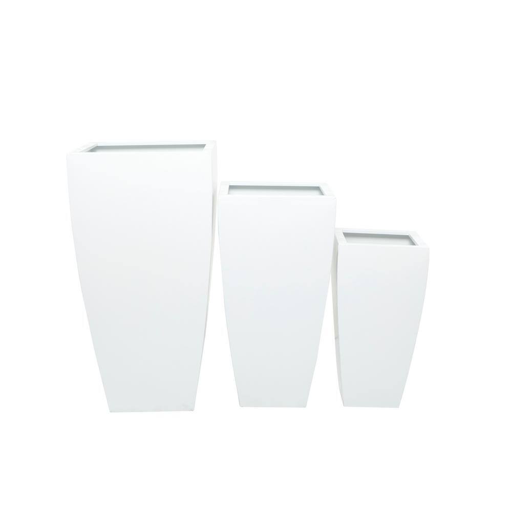 Extra Large Modern Square Metal Planter, White - Indoor/Outdoor