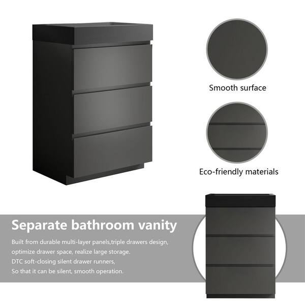 Cesicia Large Storage 24 in. W x 18.1 in. D x 37 in. H Single Sink