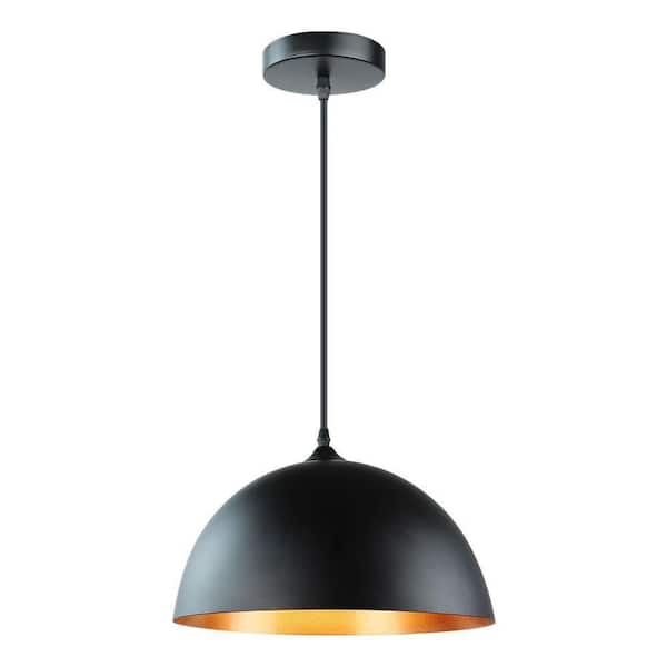2 Packs 1-Light Industrial Black Pendant Light, Adjustable Metal Hanging Lamp for Kitchen (E26 Bulb Not Included)