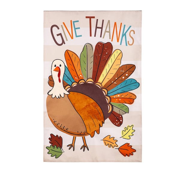 Evergreen Enterprises 2 ft. x 3-1/2 ft. Tom Turkey Thanksgiving Burlap House Flag