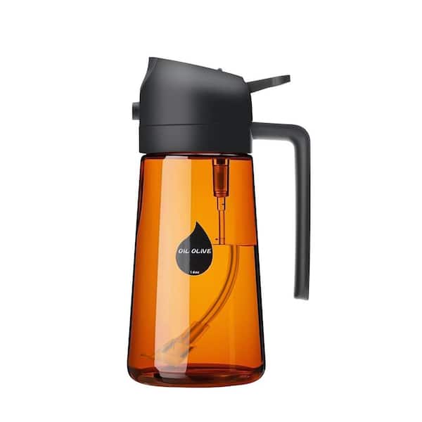 16 oz./470ml High Borosilicate Glass Amber Brown Olive Oil Dispenser Bottle with Black Cap Oil Sprayer for Cooking