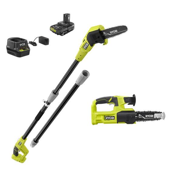 RYOBI ONE+ 18V 8 in. Cordless Battery Pole Saw and 8 in. Pruning Saw Combo Kit with 2.0 Ah Battery and Charger