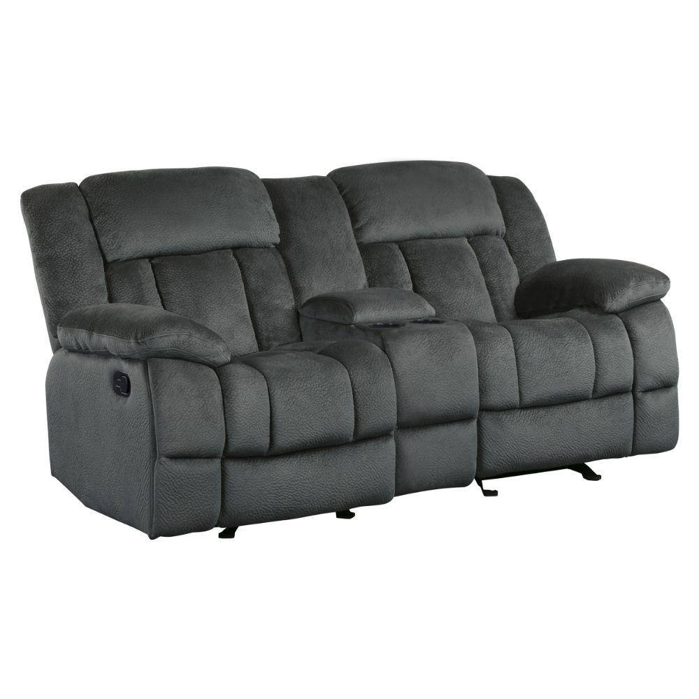 Benjara 40 In. Black Solid Fabric 2-Seater Glider Reclining Loveseat ...