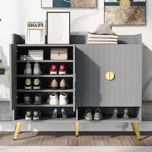 39.4 in. H x 47.2 in. W Gray Matte Surface Shoe Storage Cabinet with Adjustable Shelves