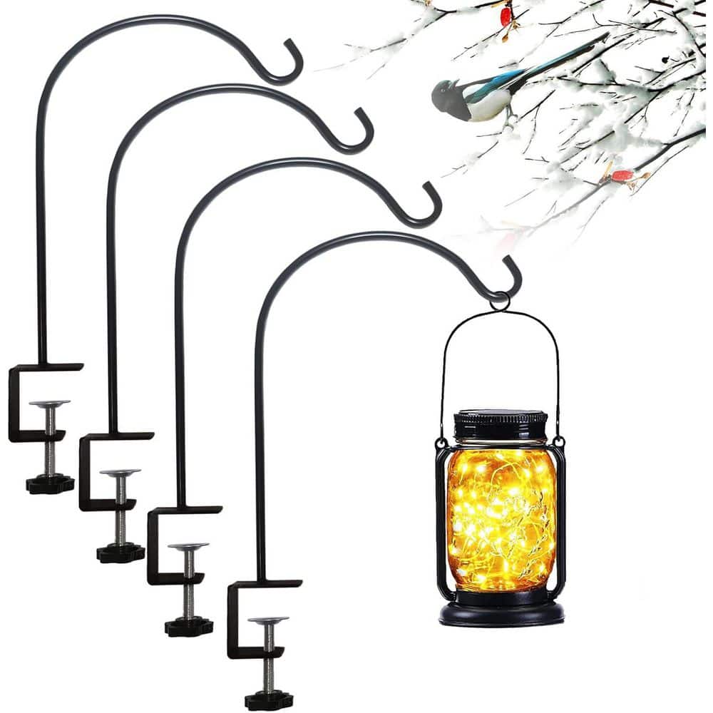 4 Pack Metal Deck Bird Feeder Pole with 2.2 in. Strengthened Clamp for Hang