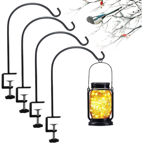 Unbranded 4 Pack Metal Deck Bird Feeder Pole with 2.2 in. Strengthened Clamp for Hanging 13 in. high Shepherd's hooks