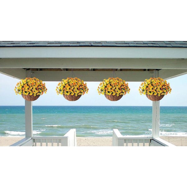 21.3 in Orange Yellow Outdoor Indoor Silk Artificial Chrysanthemum