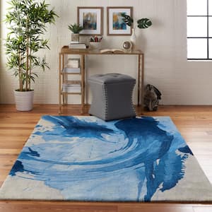 Symmetry Blue/Ivory 4 ft. x 6 ft. Abstract Contemporary Area Rug