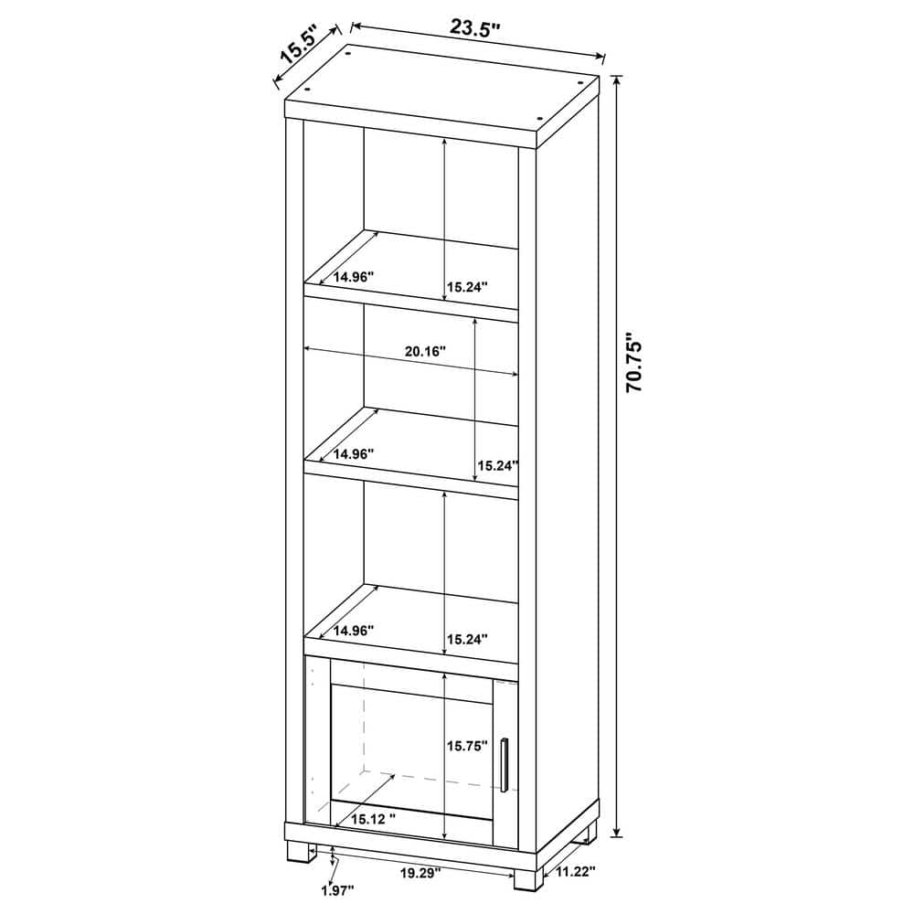 Black 3-Shelf Media Tower with Cabinet