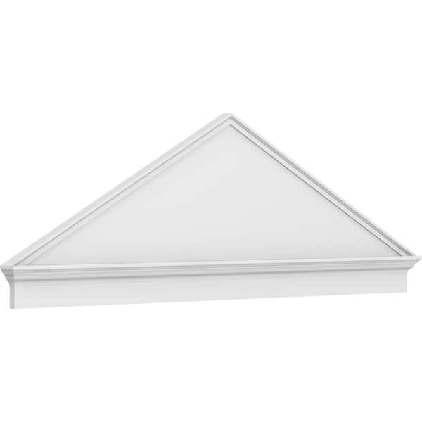 Ekena Millwork 86 in. W x 28-3/8 in. H x 2-3/4 in. P (Pitch 6/12) Peaked Cap Smooth Signature Urethane Combination Pediment, Primed Tan