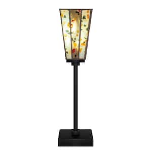 Quincy 18 in. Matte Black Accent Lamp with Glass Shade