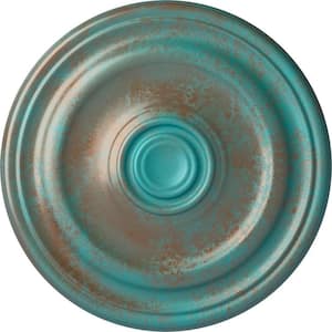 1-1/2 in. x 15-7/8 in. x 15-7/8 in. Polyurethane Kepler Traditional Ceiling Medallion, Copper Green Patina