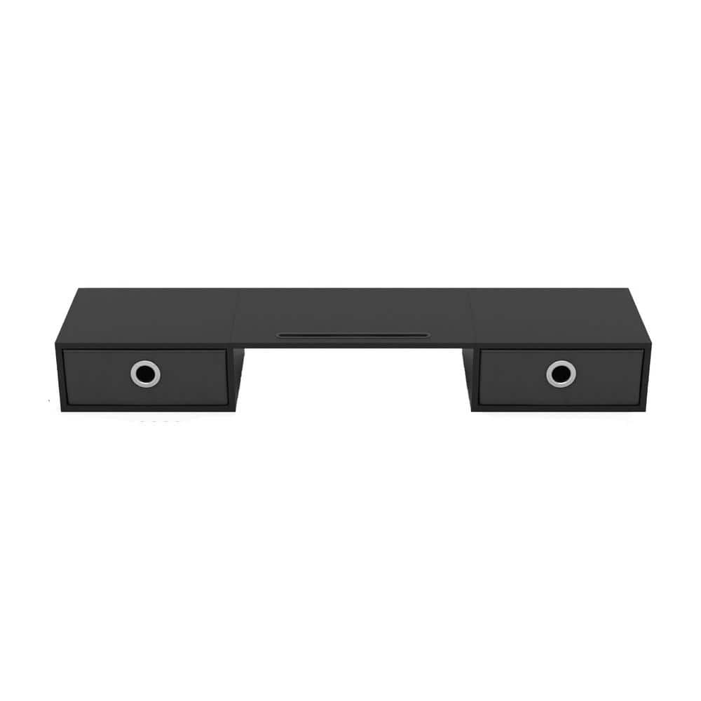 36 in. x 8.66 in. x 5 in. Black Desk Accessories, Dual Monitor Stand Riser 