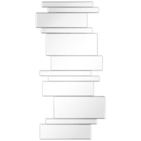 Empire Art Direct 24 in. W. x 48 in. H Rectangular Silver Multipaneled Zigzags Beveled Wall Mirror
