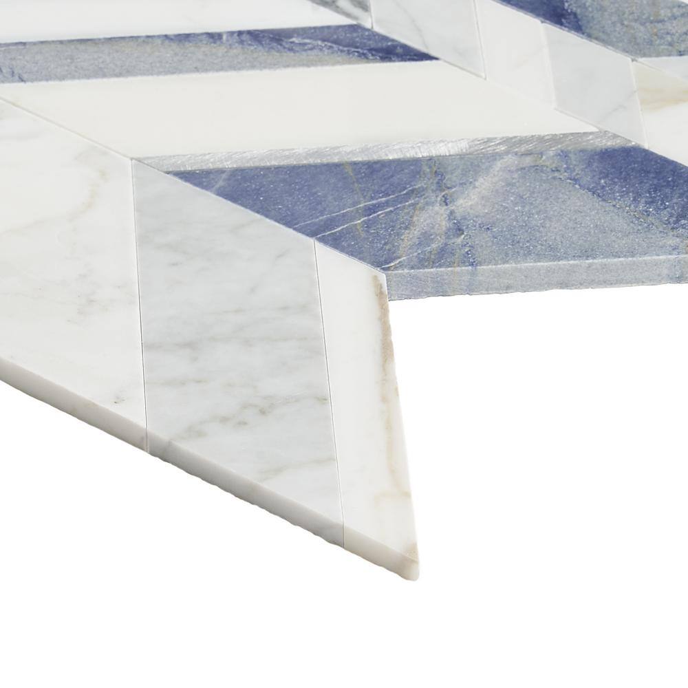 Tyra 12" x 18" Polished Marble and Brass Chevron Wall Tile