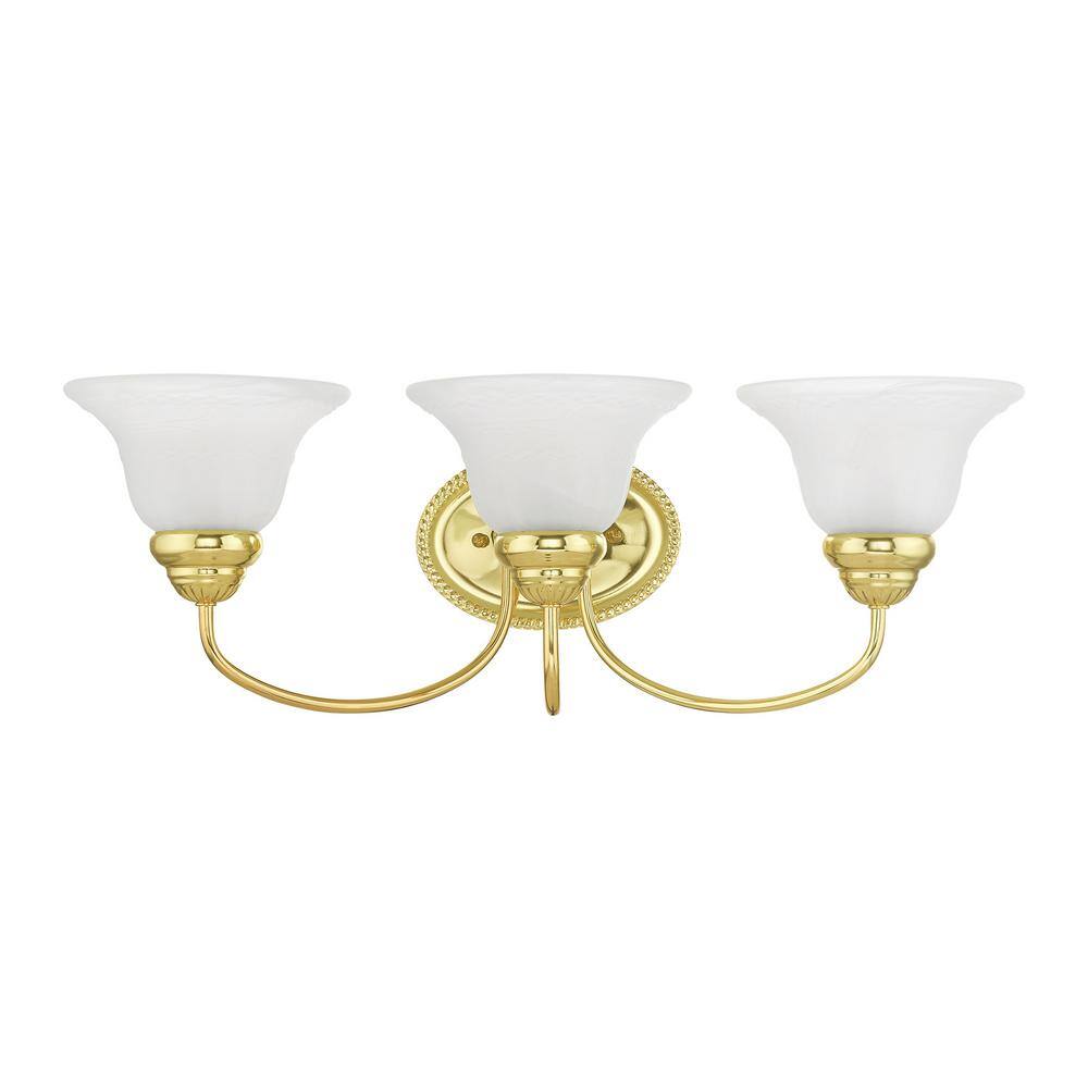 Polished Brass 3-Light Vanity with White Alabaster Glass