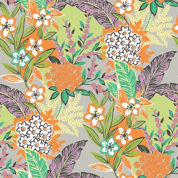 RUPAUL RuJardin Orange Vinyl Peel and Stick Wallpaper Sample