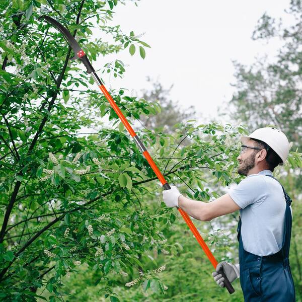 Suchtale 14ft Pole Saw, Manual Tree Pruner With Sharp Steel Blade, Trimmer With Scissors And High Strength Lightweight Handles For Pruning High Branches, Shrubs And Twigs At Forest Yard Garden Patios