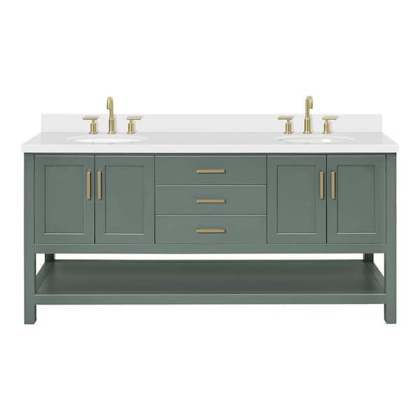 ARIEL Magnolia 72 in. Double Sink Freestanding Bathroom Vanity in