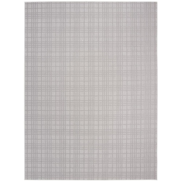 SAFAVIEH Bermuda Ivory/Light Gray 8 ft. x 10 ft. Striped Indoor/Outdoor Patio  Area Rug